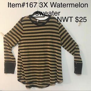 Item# 167. NWT. 3X Watermelon long sleeve sweater